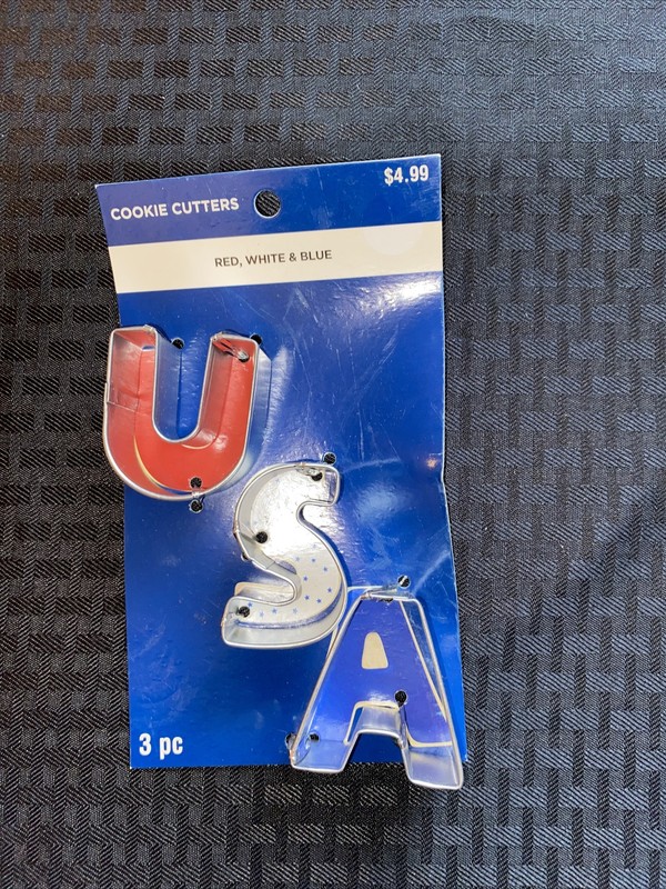 Set of 3 pc – U S A – USA 2″ Metal Cookie Fondant Cutters “Red, White & Blue”