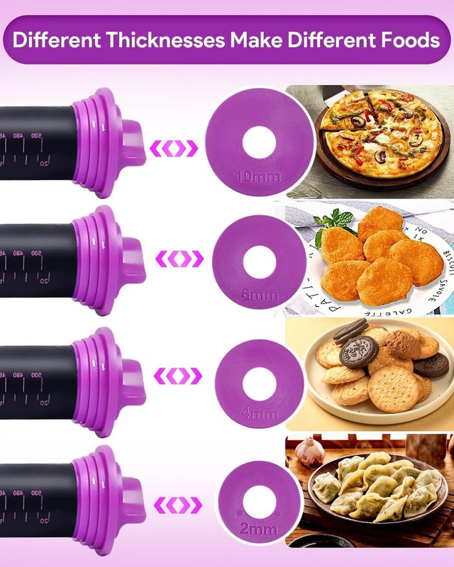 23.6-Inch Silicone Rolling Pin with Adjustable Thickness Rings – Purple Elegance gallery