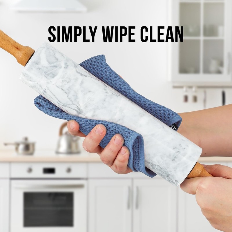 Polished Marble Rolling Pin with Beechwood Handle gallery