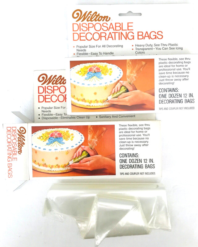 2 Boxes Wilton Disposable Decorating Bags for Cake or Cookie Icing New 1981