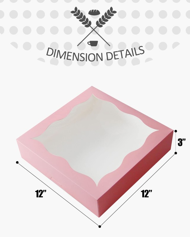 AutoPop Up Pink Pie Boxes Window Cookie Donut Bakery Box 12x12x3 Inch 24 PCS gallery