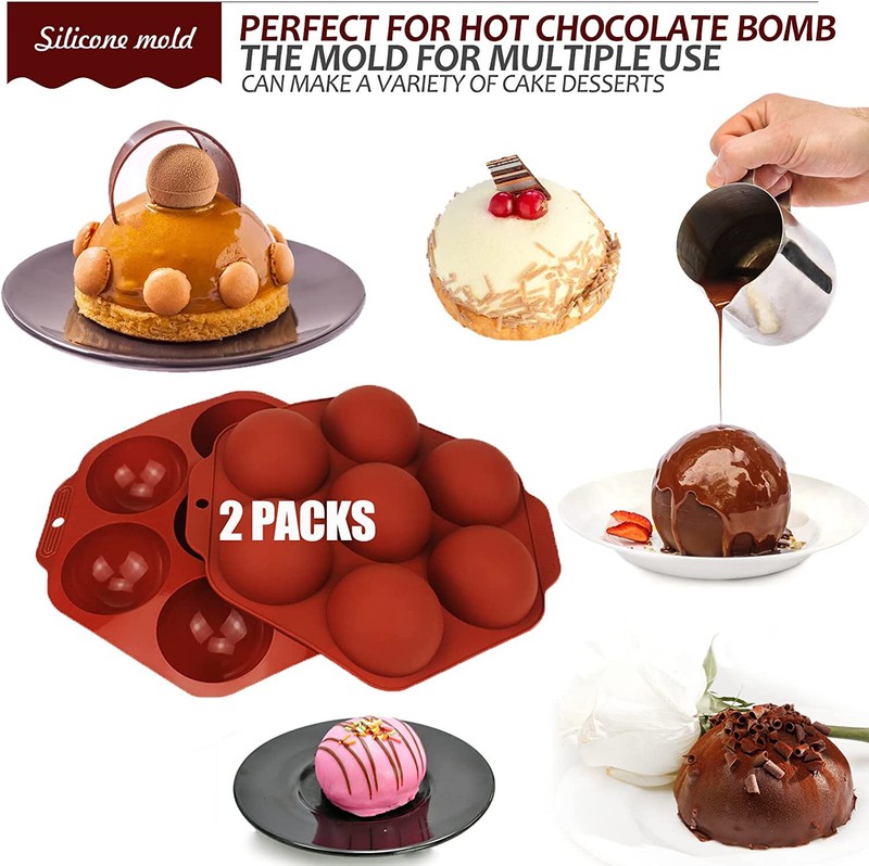 2 pcs Large 7-Cavity Semi Sphere Silicone Mold, Baking Mold for Making Hot gallery