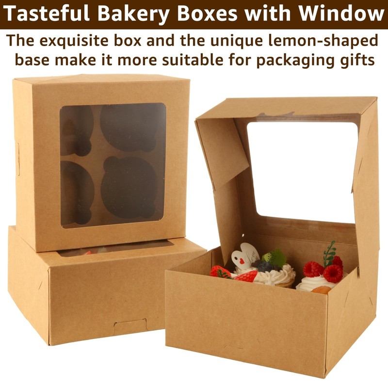 40 Pack Muffin Boxes with Window - 6x6x3 Inch Cupcake & Dessert Containers gallery