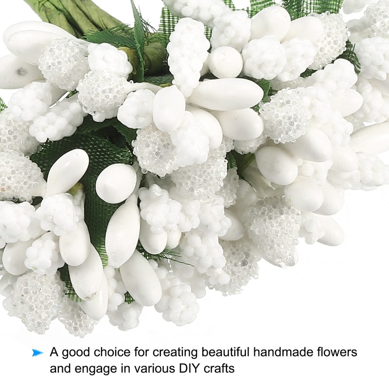 60 Pcs Artificial Flower Stamen Mini Berry Pick Bunch Fruit Floral Stamen White gallery