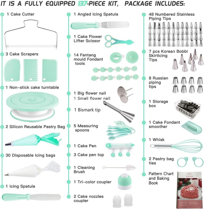 Kit de decoración de pasteles, 137 piezas con plato giratorio, manga pastelera gallery