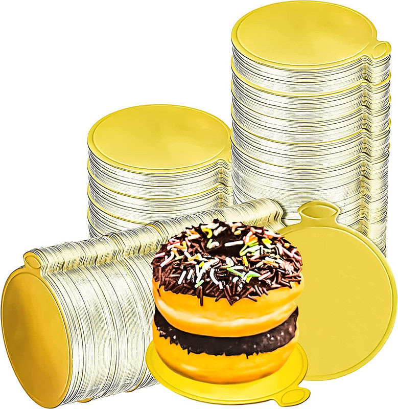 200 piezas de cartón dorado redondo de 8,9 cm para mini tartas gallery