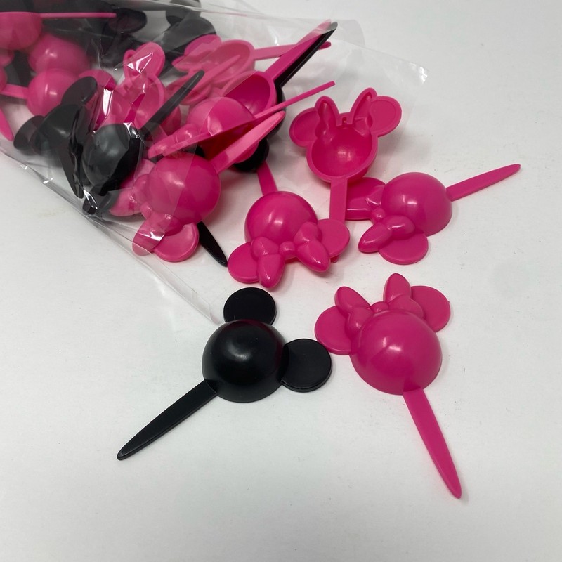 Mickey and Minnie Mouse cupcake topper picks Pink Black 3 dozen birthday party