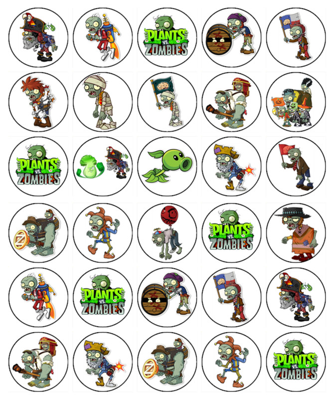 Plants v Zombies Edible Wafer Cake & Cupcake Toppers Gaming Birthday Decorations gallery