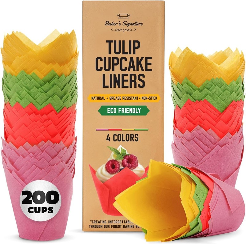 Tulip Cupcake Liners, Muffin Liners for Baking by Baker’s Signature – 200pcs ... gallery