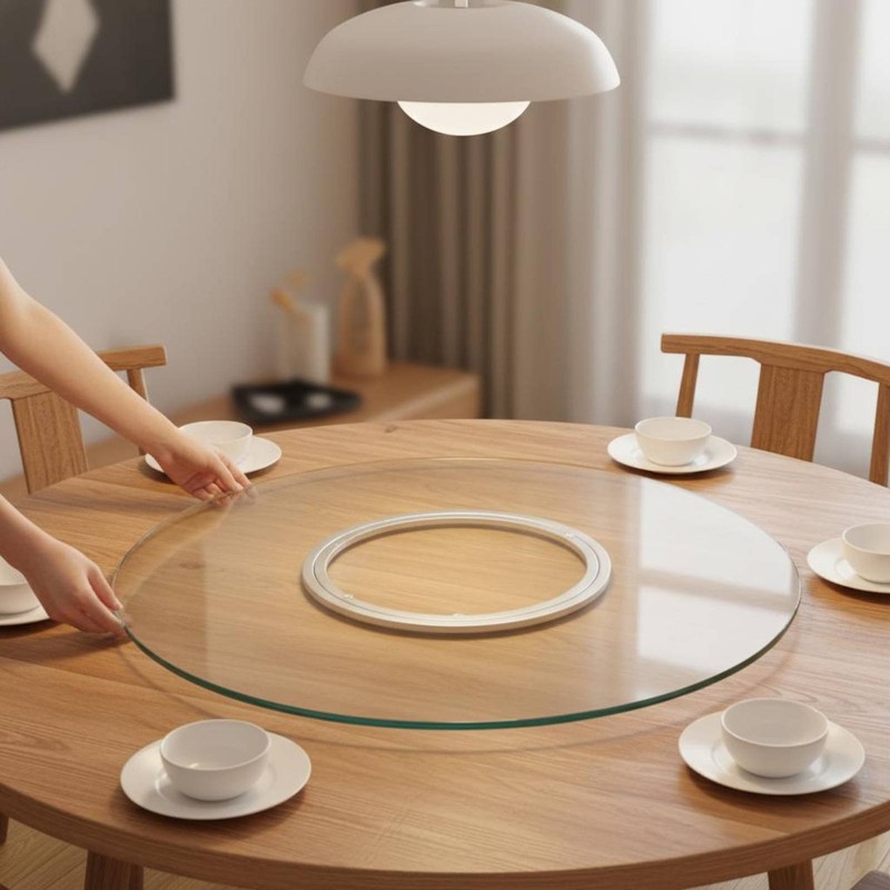 Aluminum Turntable Bearing Circle Non-Slip Rubber Feet Dining Table Turntable gallery