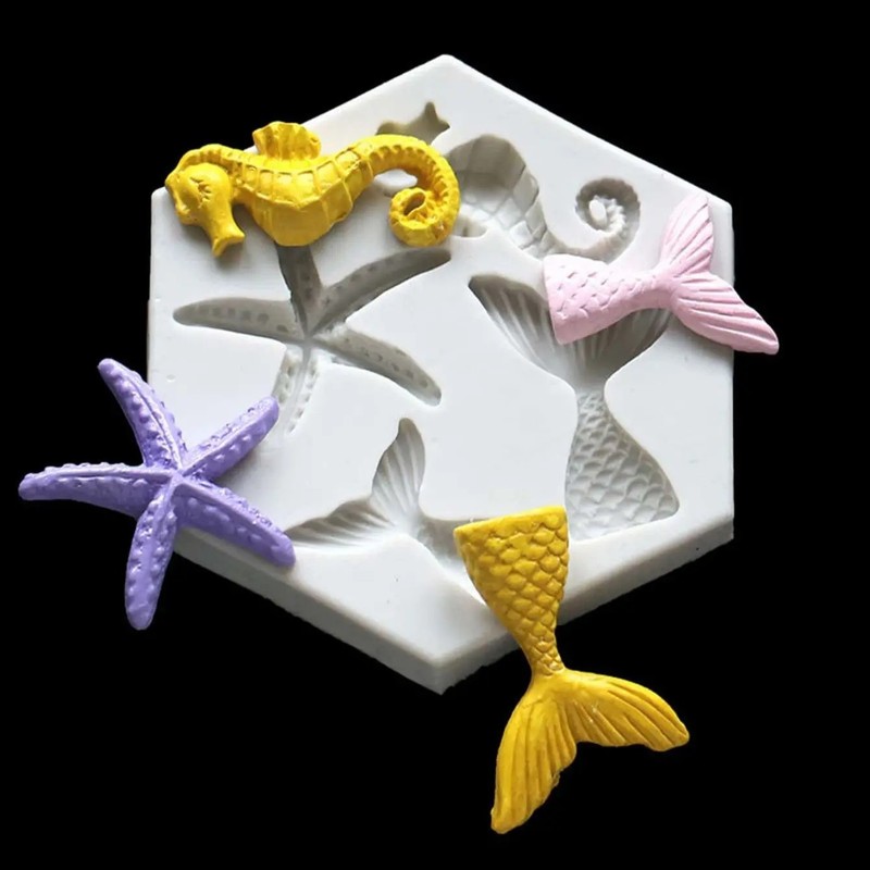 🐟 DIY Ocean-Themed Silicone Baking Mold– Fish Tail, Sea Star & Seahorse Fondant gallery