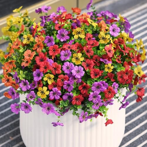 Artificial Flowers for Outdoors Faux Plants Outdoor Purple,red,orange,yellow gallery