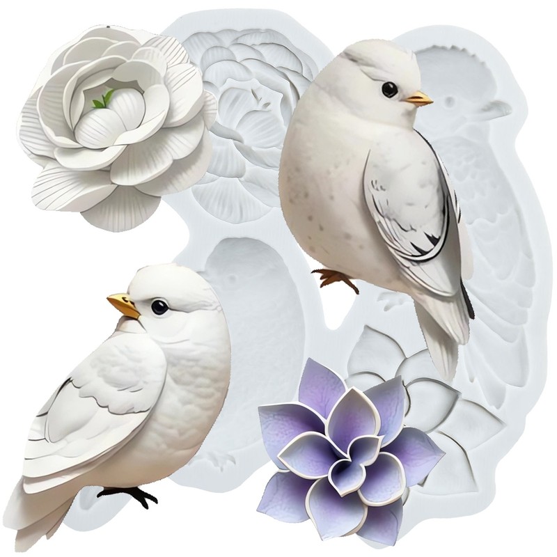 Bird Silicone Molds Flower Fondant Cake Decorating Tools Cupcake Topper