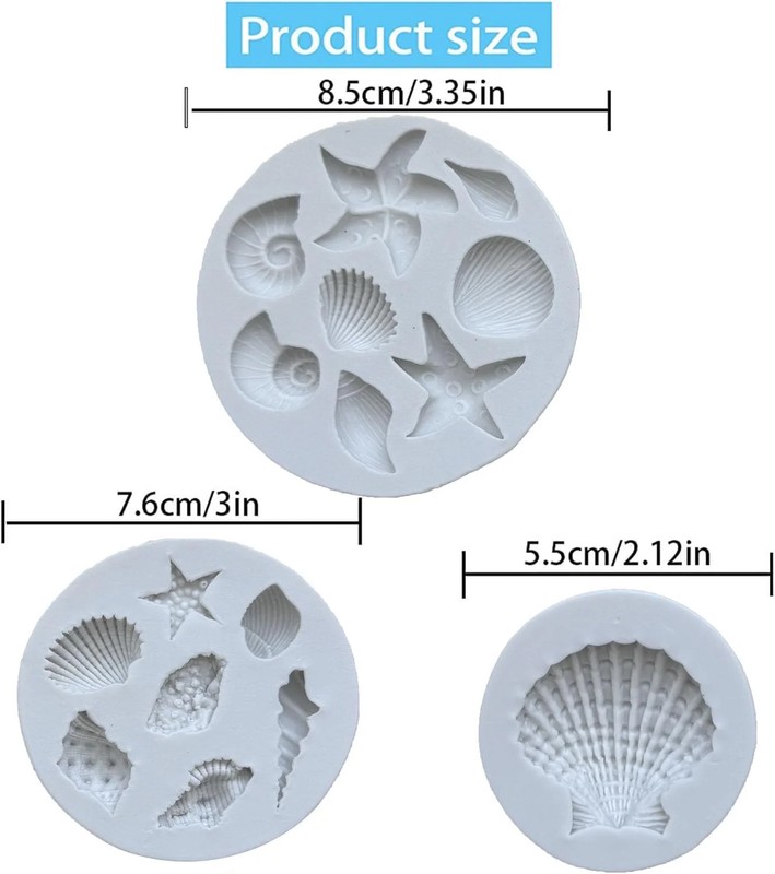 3 PCS Marine Theme Cake Fondant Silicone Mold Seashell Conch Starfish Coral Baki gallery