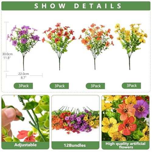 Artificial Flowers for Outdoors Faux Plants Outdoor Purple,red,orange,yellow gallery
