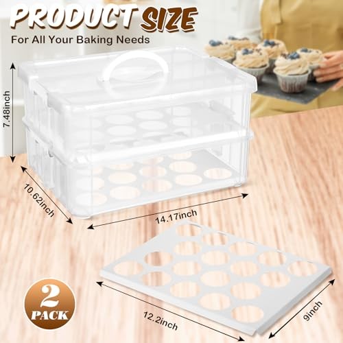 36 Cupcakes Carrier 2-layer for Cake Container Cupcake Holder with Lid and gallery