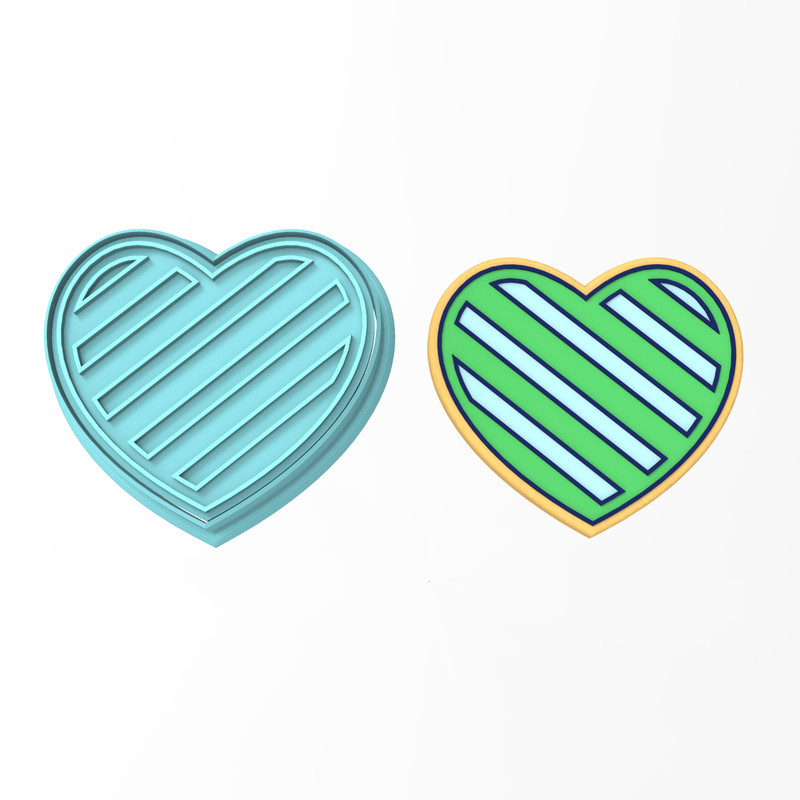 Diagonal Heart Cookie Cutter & Stamp | Valentine’s Day Love Cupid Stripes