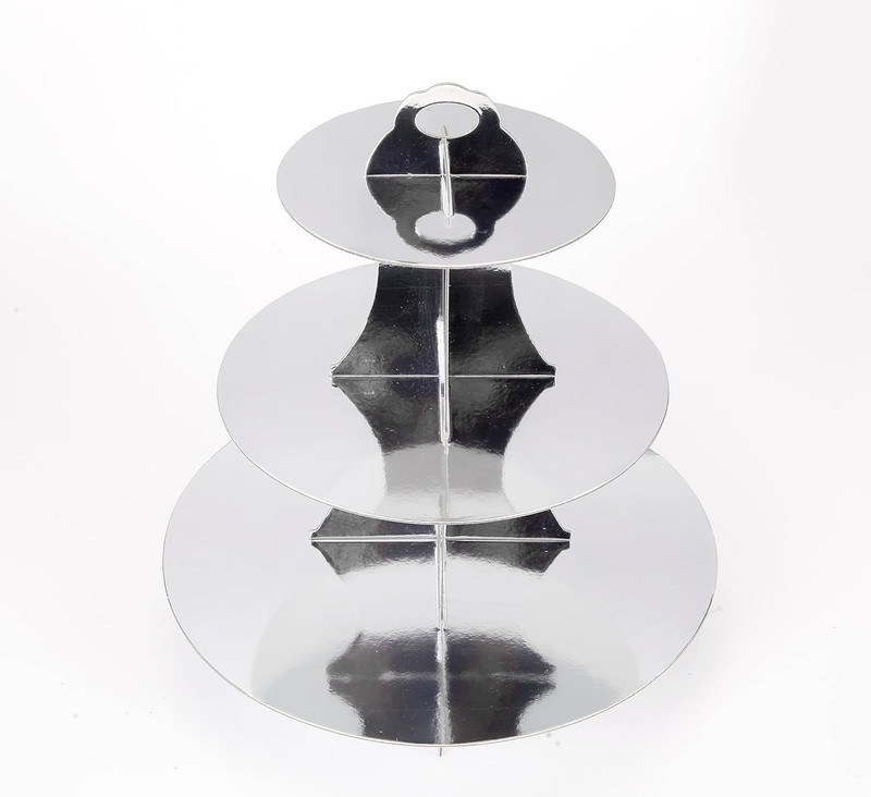 3-Tier Cupcake Stand, Sliver Cardboard Cake Stand Holder, Tiered DIY Cupcake ... gallery