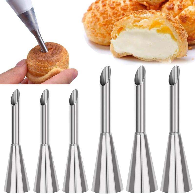 6 PCS Stainless Steel Long Cream Icing Piping Nozzle Tips