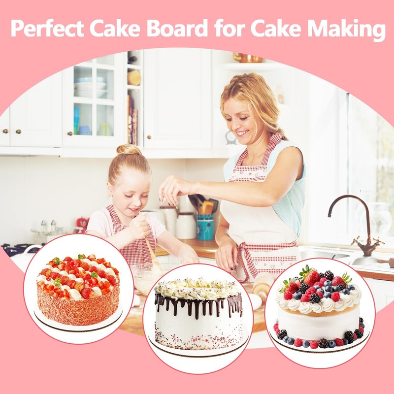 25 PCS Cake Board Circle 10 Inch 2mm Card Drums Plate Bases Food Grade Oil gallery