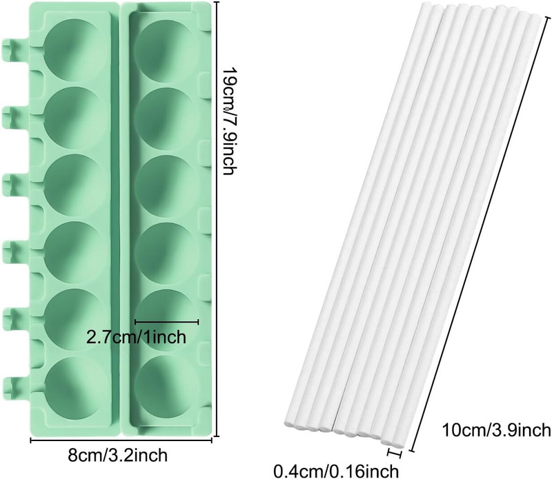 QELEG 2Pcs Silicone Lollipop Molds with 100 Paper Sticks, 6-Capacity 3D round Ha gallery