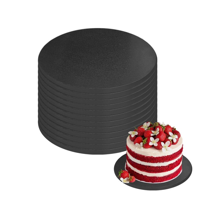 12 PCS Cake Drums 1/2 Inch Thick 12 Inch Round Cake Boards Black Professional...