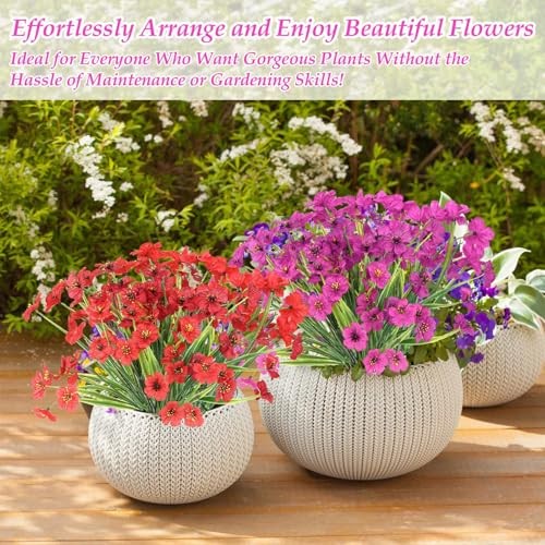 Bundles Artificial Flowers for Outdoors, UV Resistant Realistic Fake Spring 18 gallery