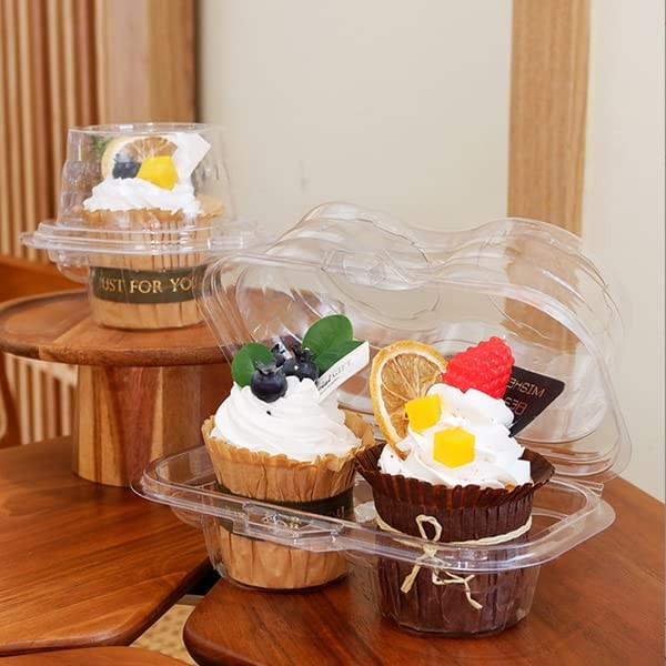 30 PCS Clear Cupcake Boxes 2 Compartment Plastic Stackable Muffin Carrier gallery