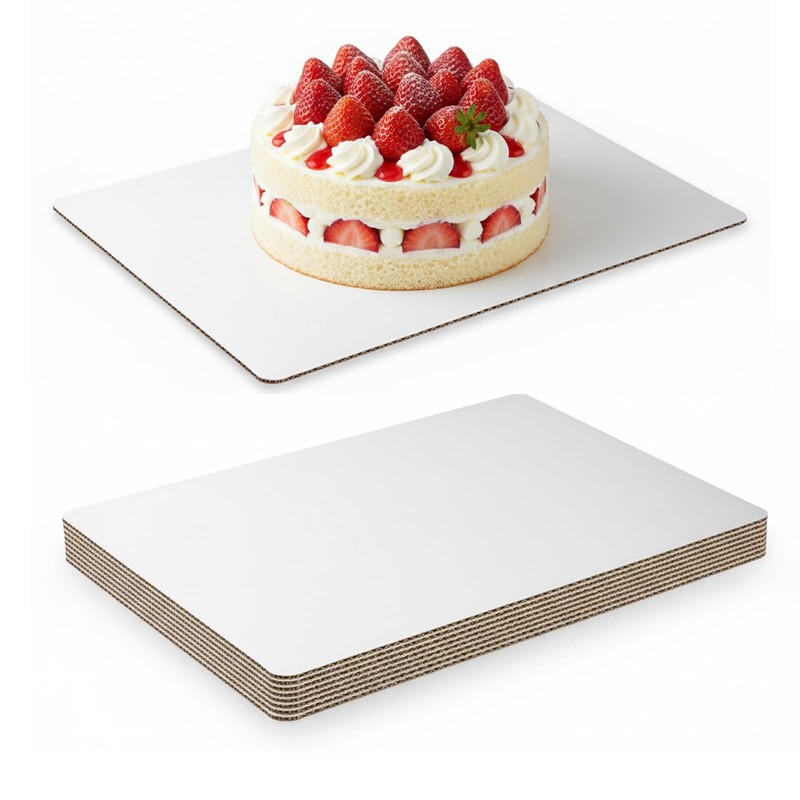 QMNWJMR 8PCS Rectangle Cake Boards,13.75 x 9.75 Inch White Greaseproof Cardbo…