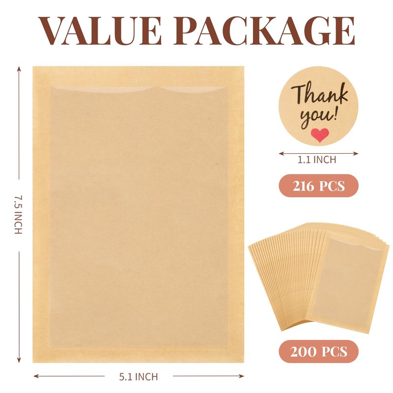 200 Pack Heat-Sealable Cookie Bags with Window, 5.1 x 7.5 Inches Small Clear ... gallery