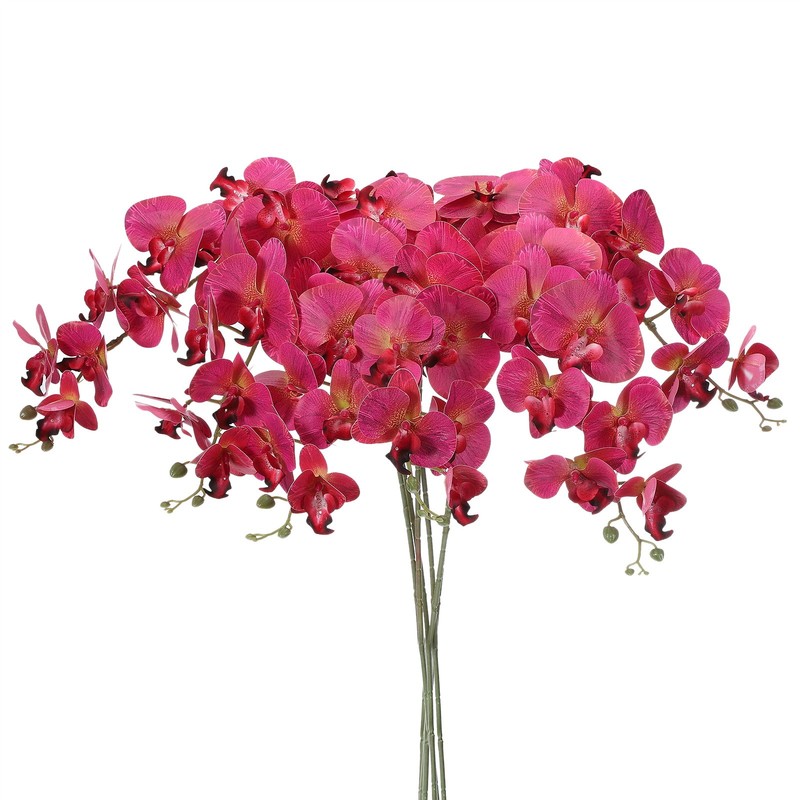6Pcs 41″ 9 Stems Artificial Fake Orchid Phalaenopsis, Magenta for Decor