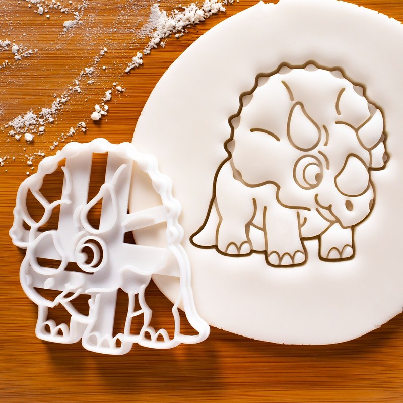 Baby Triceratops Cookie Cutter – Jurassic cute dinosaur baby shower party favors