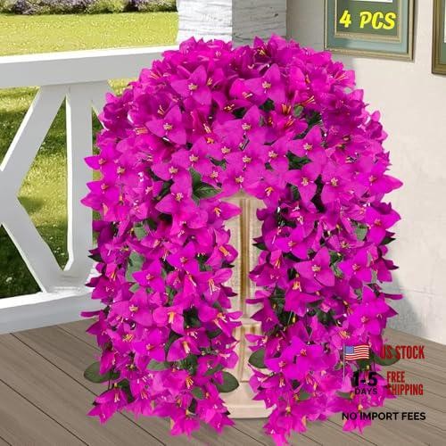 Artificial Bougainvillea Flowers for Outdoor Plant,4 pcs Faux 4p Fuchsia