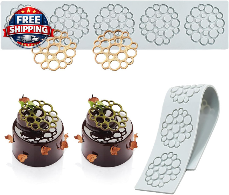 Tuile Molds Silicone (2 PCS) Lace Fondant Molds Set with Hollow 3D Beehive Candy gallery
