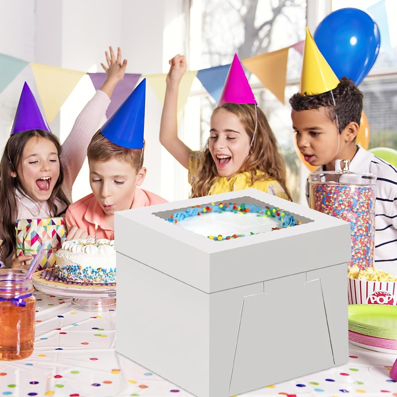 Disposable 10-Inch Cake Boxes, Clear Window - Ideal for Parties & Events gallery