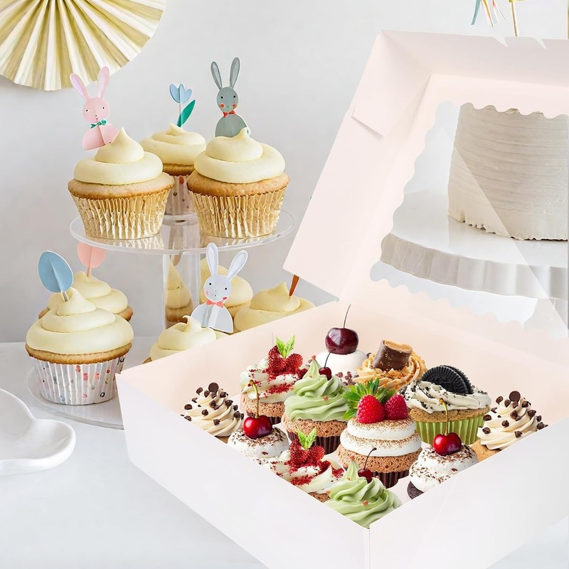 Cupcake Boxes 10 PCS, 12 Count Cupcake Containers with Window and Inserts, Qu... gallery