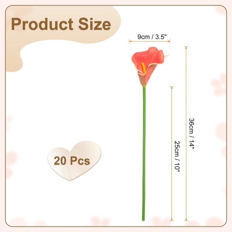 20pcs Artificial Calla Lily Fake Silk Flowers for Home Decor, Coral gallery