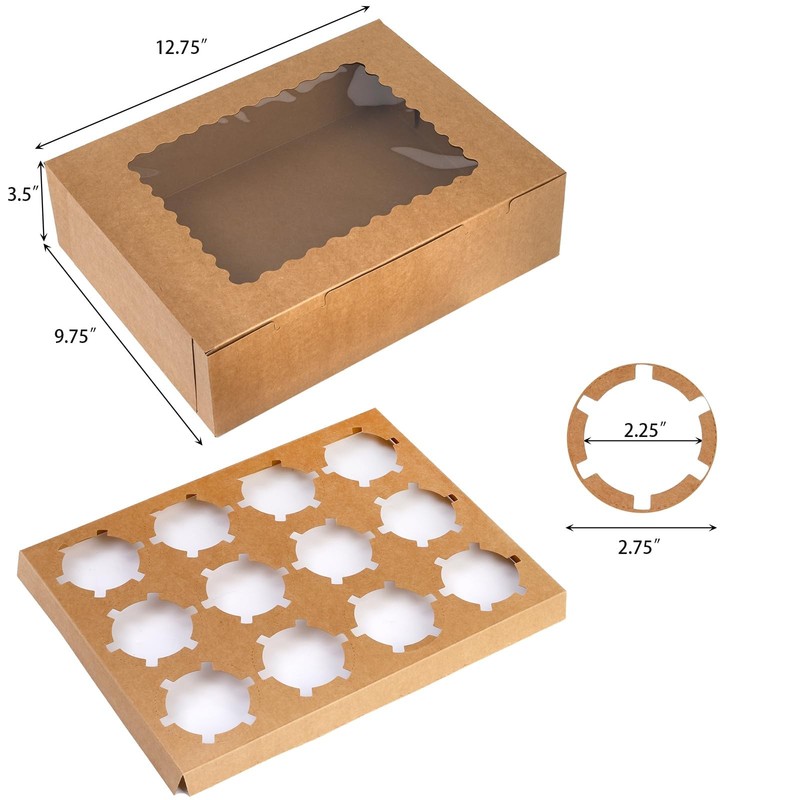 20 Pack Cupcake Boxes, 12 Counts Dozen Cupcake Containers with Window and Ins... gallery
