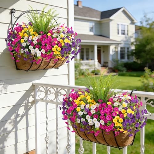Artificial Flowers Fake Plants for Darkpurple Lightpurple Yellow White Fern gallery