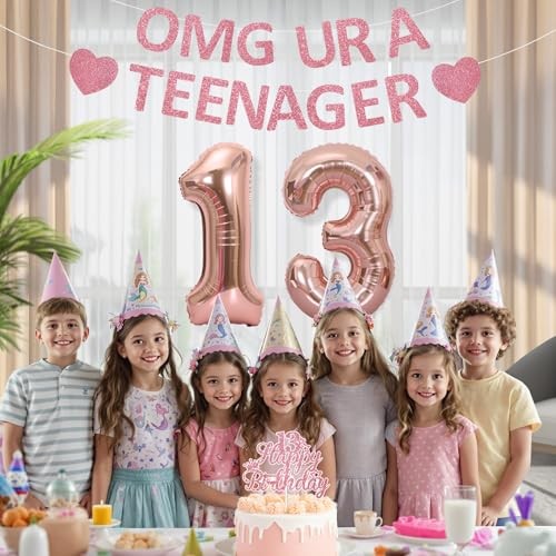 13th Birthday Decorations for girls,Rose Gold Glitter OMG UR A TEENAGER gallery