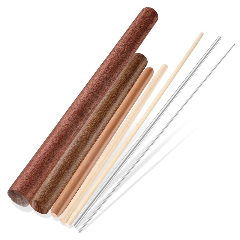 7 PCS Italian Rolling Pins Set Wood Stainless Steel Pasta Dough Roller