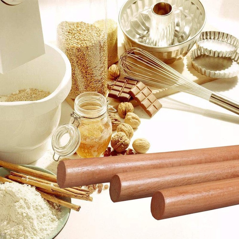 153/4"x11/4" Wooden Rolling Pin for Baking Pizza Dough Roller Beech Wood gallery