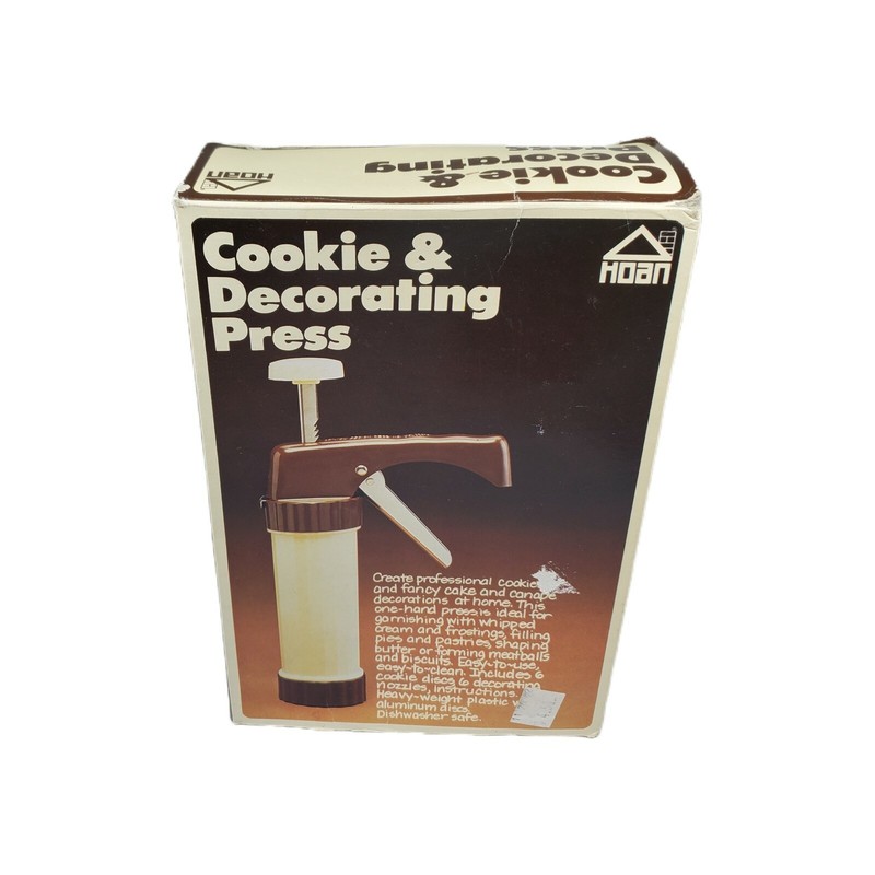 Vintage 1979 HOAN Cookie & Decorating Press With Disc’s / Tips Fit Super Shooter
