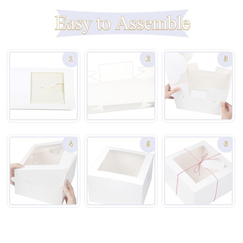 20 PCS 10 Inch Cake Boxes Window 10x10x5 Inch White Bakery Pastry Container gallery