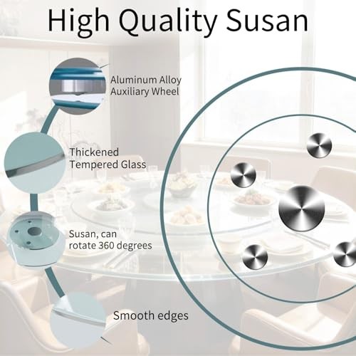 20" Glass Lazy Susan for Dining Table, Glass Turntable Table Centerpiece with gallery