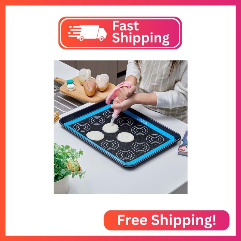 GUY DREAM Pack of 4 Perforated Silicone Baking Mats - 1 Choux, 1 Eclair, 1 Blank gallery