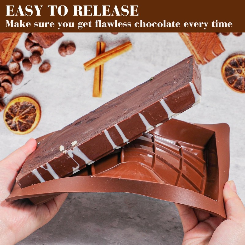 2 PCS Deep Chocolate Bar Molds Large Thick Silicone Candy Mould Jumbo 24 Snap gallery