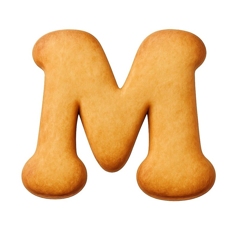 Bubble Style Letter 2″ Curly M Cookie Cutter & Stamp, Fondant & Clay – 2×1.8″