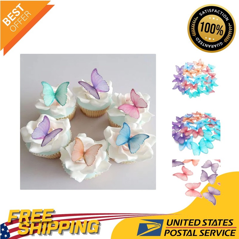 48-Piece Edible Wafer Paper Butterfly Set – Perfect Cake Decor for Any Occasion