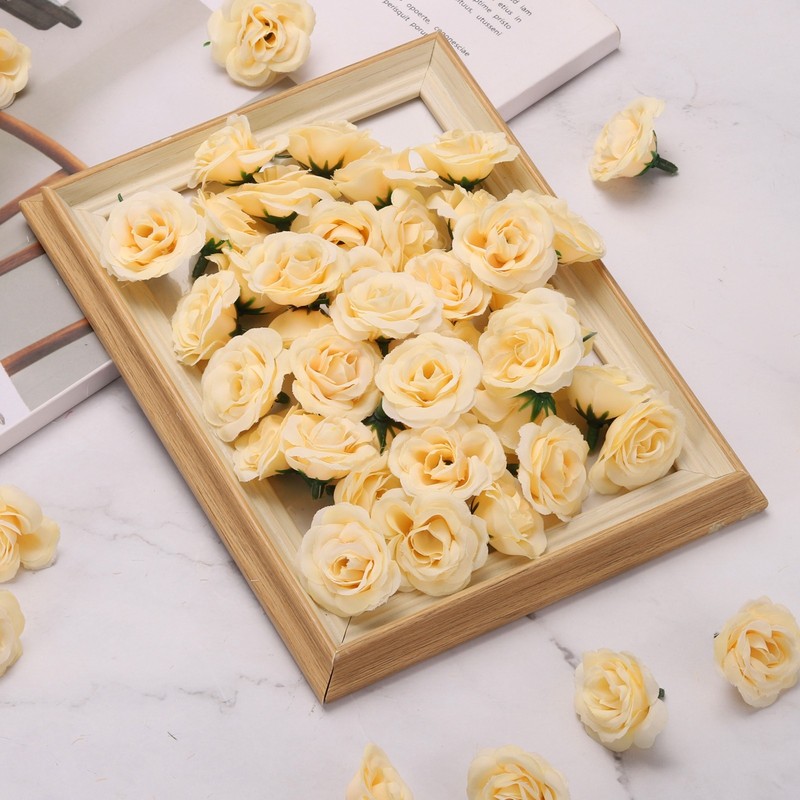 50pcs Artificial Rose Flower Heads,1.2" Silk Fake Roses Heads, Yellow gallery